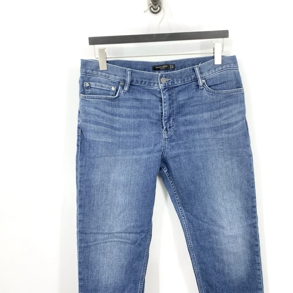 Banana Republic‎ Men Size 36 x 32 Pants Light Wash Denim Jeans Slim Fit Stretch